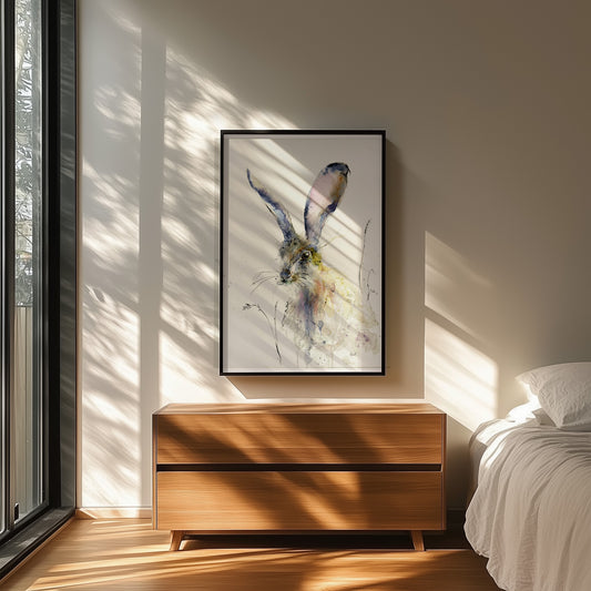 Antique Hare - Watercolor Rabbit Painting | Soft Vintage Woodland Animal Art Print