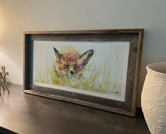 Sleepy Fox | Fox Nestled in the Grasses Art Print