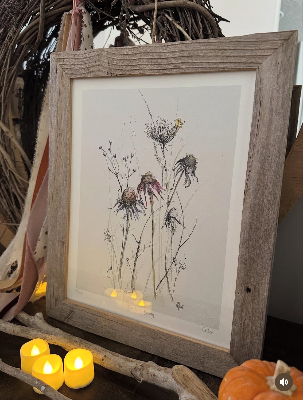 Wild Flowers rustic framed 11 x 14 giclee