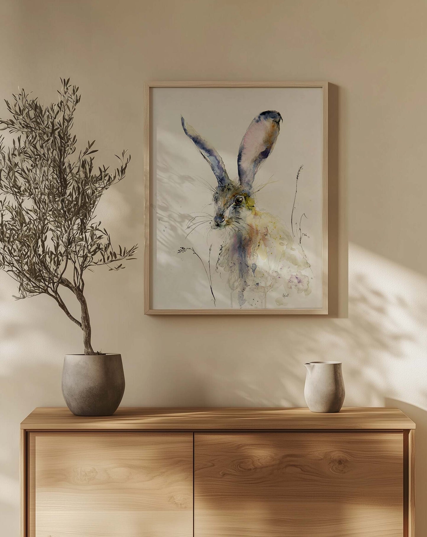 Antique Hare - Watercolor Rabbit Painting | Soft Vintage Woodland Animal Art Print