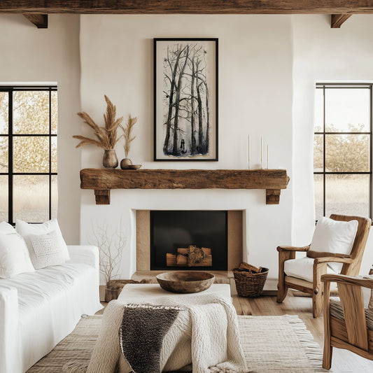 Original watercolor painting titled "Together" by Chloe Duncan, featuring two quiet figures side by side in soft earth tones, nature inspired fine art with emotional depth. 