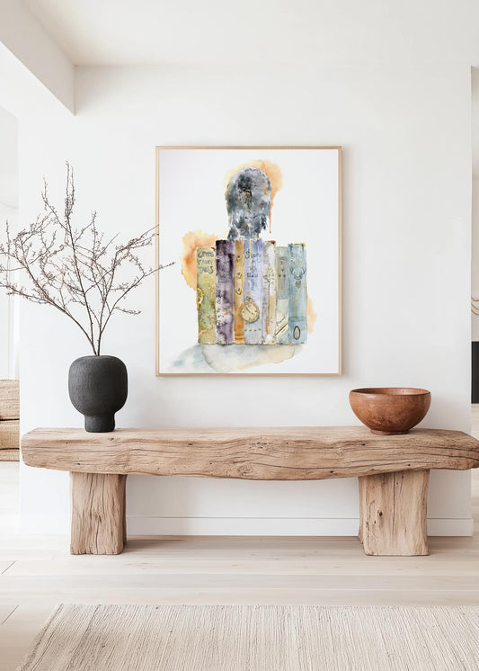 Auld Blether | Raven on old books Giclee print