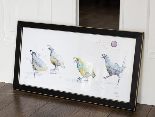 Framed Quail Line (12 x 24)